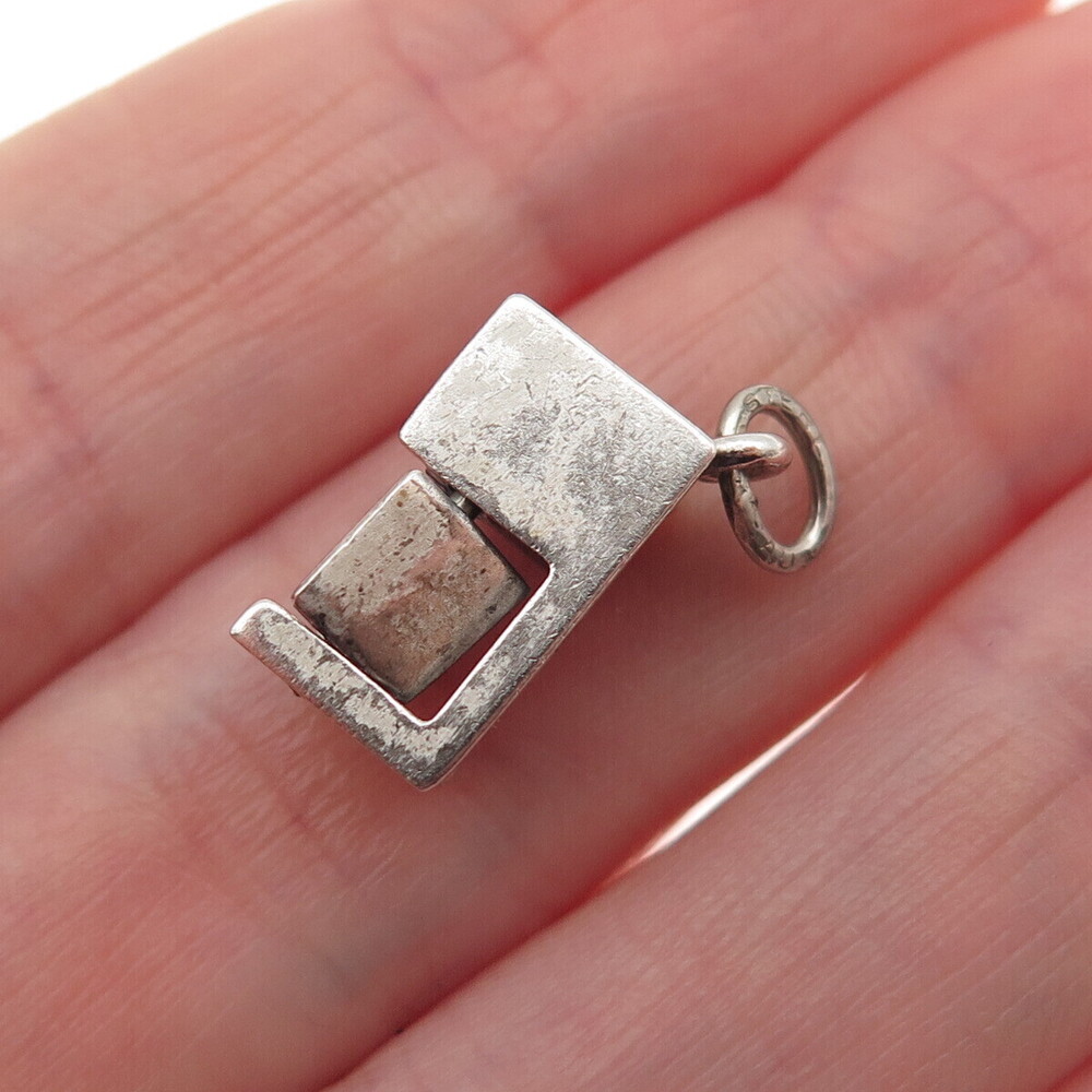 BEAU 925 Sterling Silver Vintage Work Desk Oxidized 3D Mini Charm Pendant